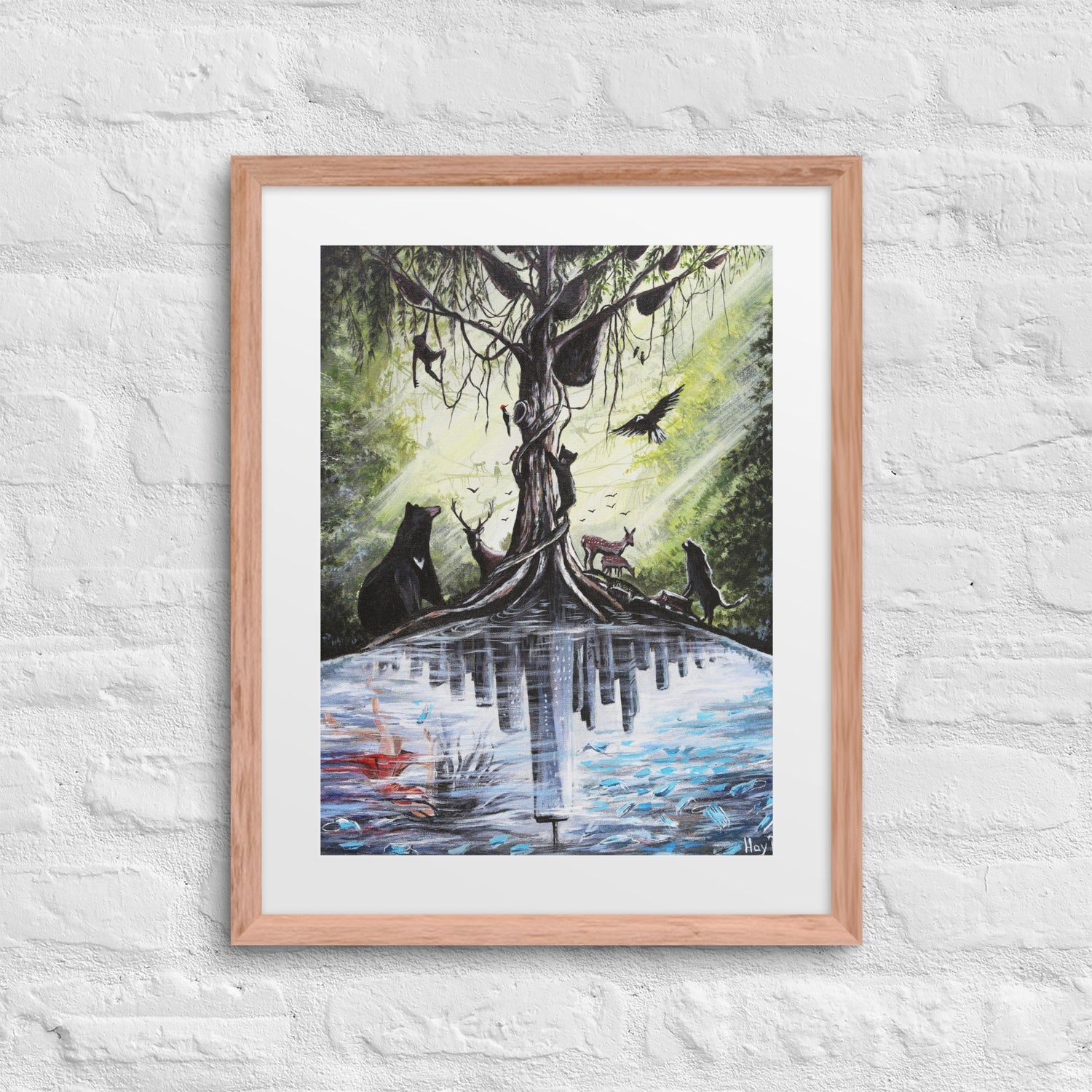 This artwork shows the contrast between a chaotic city and peaceful nature during COVID-19, symbolizing hope and the desire for safety and a fresh start.